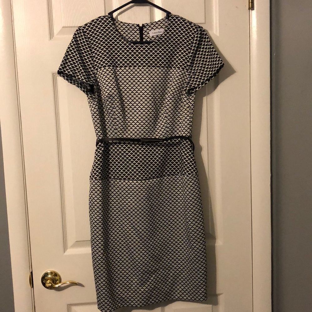 Calvin Klein Black and white pattern dress